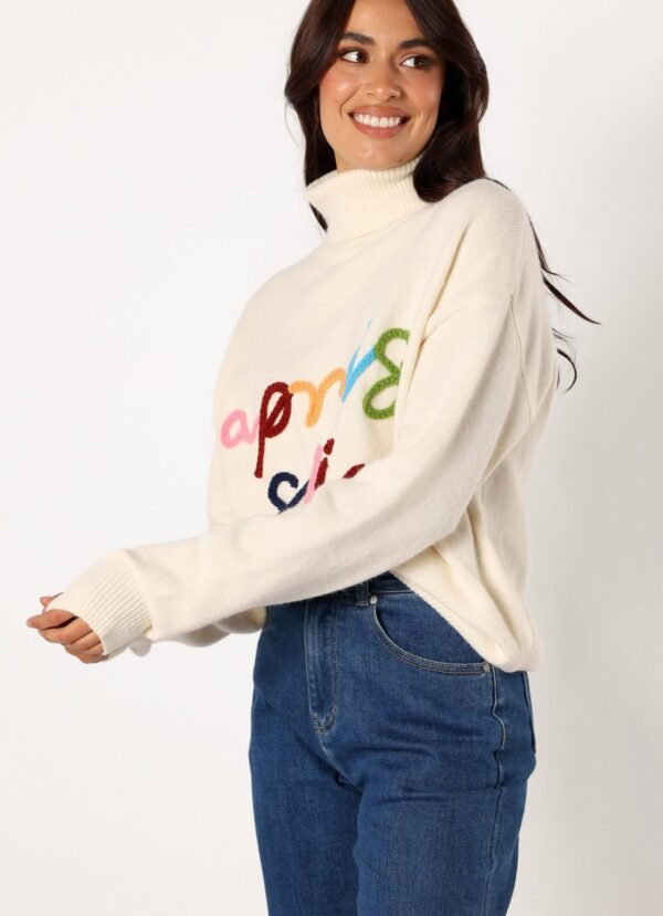 Ski Turtleneck Knit Sweater - Off White - Image 2