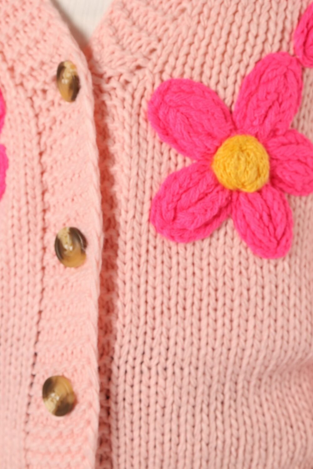Flower Embroidered Open Front Cardigan - Pink - Image 9
