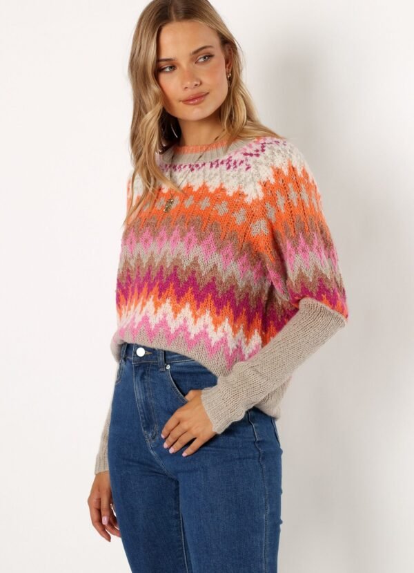 Fairisle Knit Sweater - Orange/Pink - Image 3