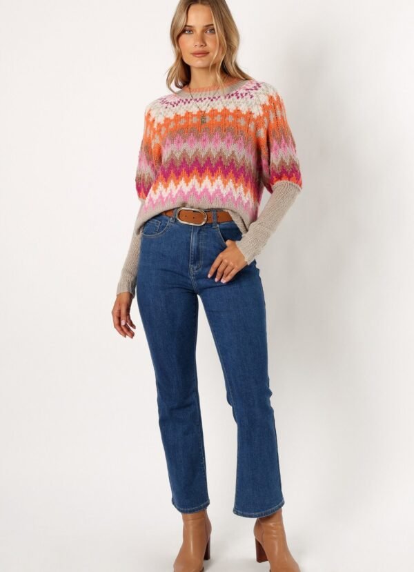 Fairisle Knit Sweater - Orange/Pink - Image 6