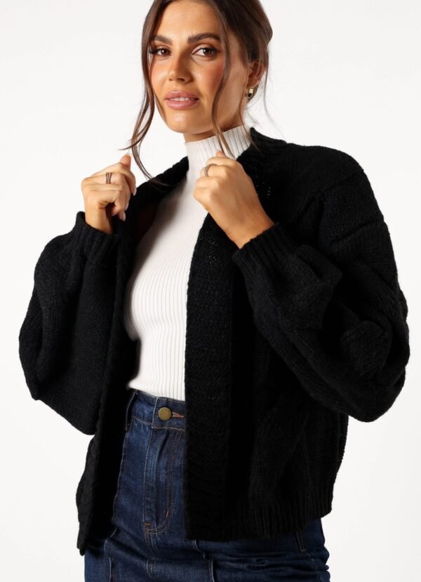 Oaklee Large Knit Back Cardigan - Black