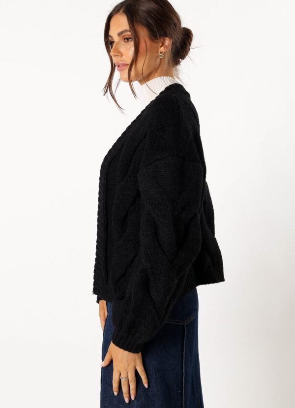 Oaklee Large Knit Back Cardigan - Black - Image 2