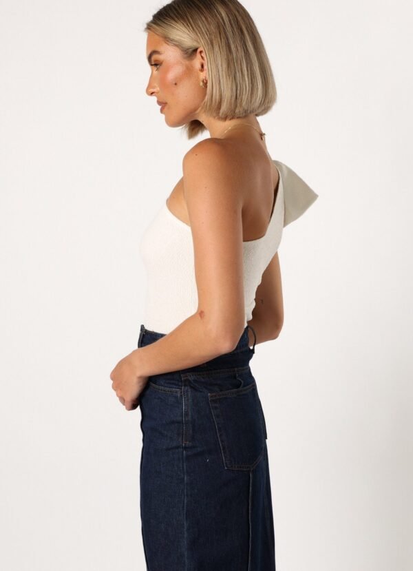 One Shoulder Bodysuit - White - Image 5