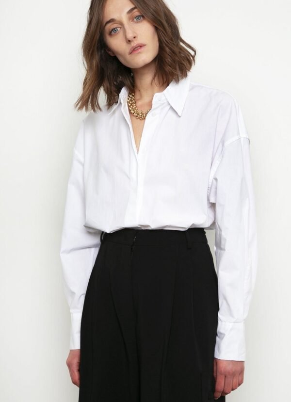 Oversized Button Down Shirt - White - Image 2